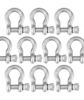 Shackles With Screw Pins Grade 43 3/8 Inch 10 Pack 4,000 Pound Safe Working Load Heavy Duty Link For Chains Hooks And Straps Bow Shaped Body