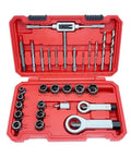 Impact Bolt And Nut Removal Drill Bit Kit With 13 Bolt And Nut Removers 5 Screw Extractors And 5 Right Hand Drill Bits in red case