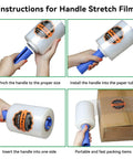 Instructions for Heavy Duty Stretch Film Shrink Wrap Roll Pack Five Inch By Twelve Hundred Feet Eighty Gauge With Six Hundred Percent Stretch