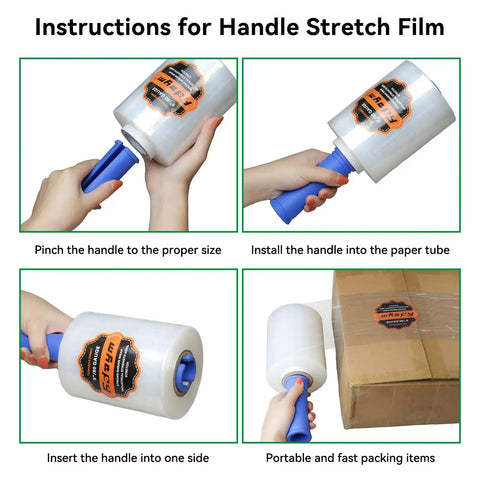 Instructions for Heavy Duty Stretch Film Shrink Wrap Roll Pack Five Inch By Twelve Hundred Feet Eighty Gauge With Six Hundred Percent Stretch