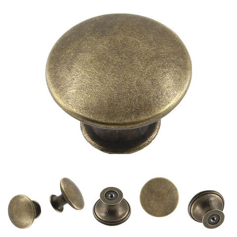 8 Piece Antique Bronze Kitchen Cabinet Knobs Set, 30mm Vintage Round Drawer Pulls For Dresser Cupboard And Bathroom Cabinets