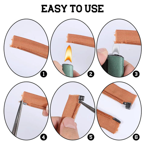 Steps using 20 Sets Metal Zipper Repair Kit With Latch Sliders Retainers And Insertion Pins For Coats And Jackets DIY Zipper Replacement