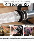 Heavy Duty 4 Inch Magnetic Dust Collection Connector Kit Featuring Rock Solid Neodymium Magnets for quick switches on various machines.