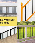 60 Pack 36 Inch Rectangle Metal Deck Balusters Kit With End Caps And Screws For Decks Porches Stairs And Outdoor Railings in various settings