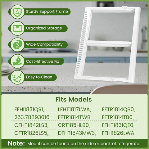 240364787 Drawer Cover Frame For Refrigerator Crisper Drawer With Humidity Control Replacement Part For Fridge Easy Fit Durable Plastic Crisper Cover Frame Fits Various Models Keeps Produce Fresh