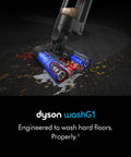WashG1 Wet Cleaner For Hard Floors with dual motorized rollers cleaning spills and stains, matte black and ultra blue finish
