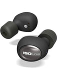 True Wireless Buds With Heat Activated Memory Foam Eartips For 22 dB Noise Reduction, 21 Hour Battery, Bluetooth Hearing Protector With Noise Canceling Mic, ANSI Certified OSHA Compliant Matte Black shown close-up