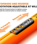 Close-up of the 120-In-1 Mini Electric Screwdriver Set showing digital display and forward/reverse buttons for precise assembly.