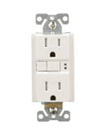 GFCI Self Test 15A 125V Tamper Resistant Duplex Receptacle With Standard Size Wallplate White Plug And Play Safe For Wet Or Damp Locations Auto Self Test For Reliable Shock Protection And Easy Replacement front view