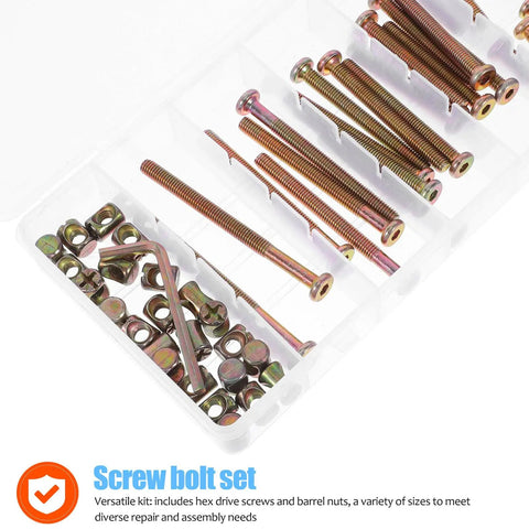 49 Piece M6 X 40-80mm Hex Drive Socket Screws And Barrel Nut Kit For Furniture Assembly, DIY heavy-duty fasteners in box