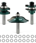 Pro Grade 3 Piece Cabinet Door Router Bit Set With One Half Inch Shank Includes Raised Panel Bits Ogee Rail And Stile Cutters