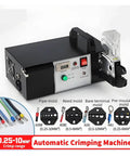 Built Different Heavy Duty Electric Wire Stripper Crimping Tool With Swap Out Die Sets Auto Terminal Crimper on tabletop with molds.