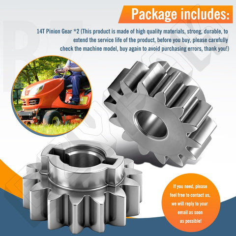 Two Pack 14T Pinion Gear Replacement For Husqvarna And Poulan Lawn Tractors 532403849 with close-up of gears