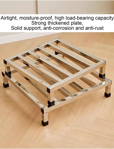 Built Tough Stainless Steel Dunnage Rack Heavy Duty Storage Shelf 30X20cm 15cm High Holds Up To 450kg A Big Time Space Saver For Commercial Kitchens And Workshop Organization To Keep Gear Secure