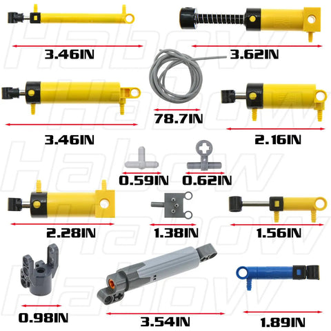 Yellow 35 Piece Pneumatic Technic Parts Kit Compatible With Major Brands Including Air Cylinders Air Pump Pressure Rod Switch Piston