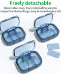 Two Pack Three Compartment Pill Box With Moisture Proof Case and detachable dividers shown open on white background.