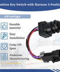 Ignition Key Switch With Harness For Mercury Marine Quicksilver Outboard Motors, 3-Position Replacement 8M0059686