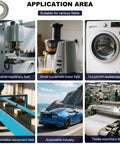 Various applications of 10 Pack 6206 ZZ Deep Groove Ball Bearings in machinery, appliances, and automotive industry with images