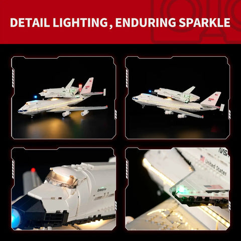2.0 LED Light Kit For Shuttle Carrier Aircraft 10360 Building Set with hidden wire design, glowing in warm decor atmosphere