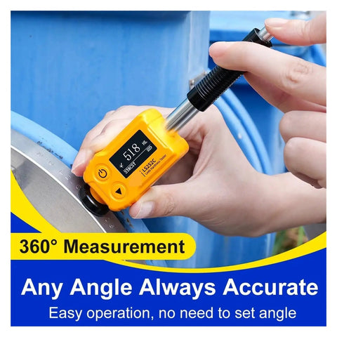 Top Shelf Digital Leeb Hardness Tester Portable Handheld Metal Durometer Built Tough For Thin Steel Parts And Hard Surface Layers With Zero Hassle Dual Coil Technology used on metal surface.