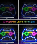 Gamepad Shaped Led Neon Sign For Wall Decor Dimmable 10 Brightness Levels Glow On Both Sides Ideal For Bedroom Game Room