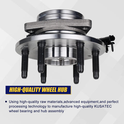 Front Wheel Bearing And Hub Assembly For AWD 4WD SUVs And Trucks, Fits Cadillac Escalade ESV EXT, Chevy Avalanche Suburban 1500 Tahoe Silverado, GMC Sierra 1500 Yukon XL, 6 Lug With ABS, close-up