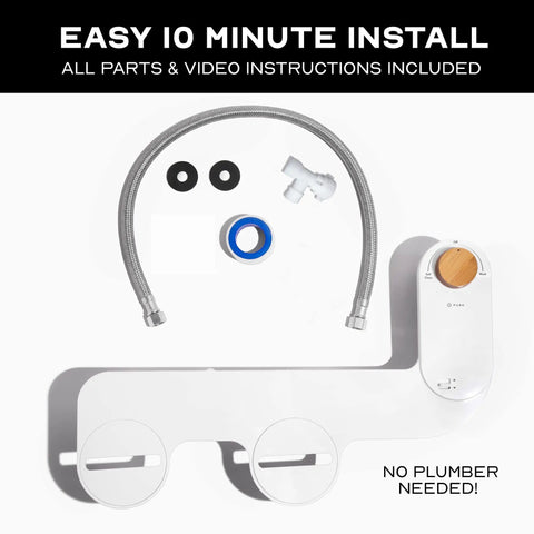 Bidet Attachment With Adjustable Water Pressure And Angle Controls For Your Toilet Fresh Water Real Bamboo Knob Modern Toilet Upgrade Easy 10 Minute Install No Tools Needed For A Crisp Clean Seat with installation parts