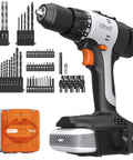 Cordless Drill Kit With Half Inch Metal Keyless Chuck, 443 Inch Pounds Torque, 2.0Ah Battery, 64 Piece Tool Set in view