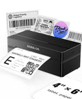 Wireless Bluetooth 4x6 Thermal Shipping Label Printer For Fast Package Labeling, Compatible With iPhone And Android, shown printing labels
