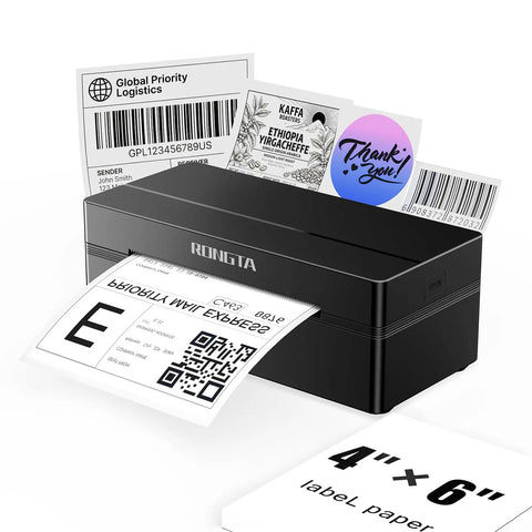 Wireless Bluetooth 4x6 Thermal Shipping Label Printer For Fast Package Labeling, Compatible With iPhone And Android, shown printing labels