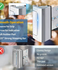 Heavy Duty Aluminum Door Security Lock Reinforcement Latch, Anti Kick In Safety Protector For Front And Interior Doors, Child Proof, Rust Resistant Silver Finish, Withstanding Up To 800 Lbs, 1 Pack, shown with smooth operation features and installation comparison.
