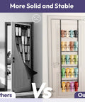 Comparison of 5 Tier Water Bottle Organizer Over The Door Cup Holder For Bulky Stanley Tumblers And Large Jugs, black vs colorful.