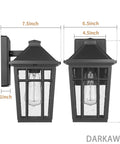 Outdoor Sconce Lights Wall Fixtures For Front Porch And Patio Yard With Glass Panels Aluminum Exterior Lanterns Waterproof Weatherproof And Rust Resistant Build No Fuss Install 2 Pack Black shown with dimensions