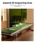 F1 Ultra Conveyor For High Volume Engraving On 20W Fiber And Diode Dual Laser Engraver System, showing expansion from 220x220mm to 220x500mm