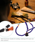 Flexible Handy Third Hand Soldering Station with Blue Vise Clamp and Adjustable Welding Table Stand for PCB Repair.