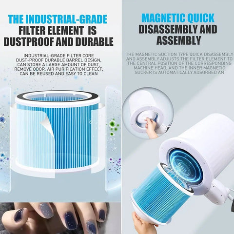 Badass Nail Dust Collector Vacuum with Sturdy Table Mount and Dimmable LED Light showcasing industrial-grade filter and quick assembly.
