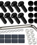 Lock Your Plates Down Tight With These Sleek Black License Plate Screws Featuring Tamper Proof Anti Theft Design Made From Sturdy One Quarter Inch Stainless Steel For Quick Install And Heavy Shield Against Highway Hooligans And Dust - Includes screws, washers, and installation tool.
