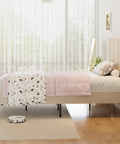Twin Size Bed Frame Featuring Extra Thick Velvet Upholstered Headboard And Heavy Duty Hardwood Slats Pale Beige Platform Mattress Base in cozy room.