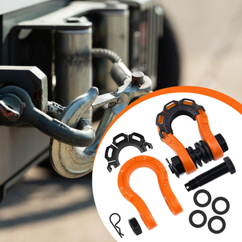 Beefy 2 Pack D Ring Shackle Set For Off Road Vehicles Heavy Duty Tow Shackles For Trucks And SUVs in bright orange