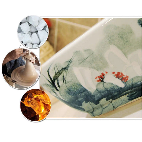 SDVantage Vessel Sink Retro Bathroom Vessel Vanity Sink Ceramic Vessel Sink Above Counter with floral finish and pottery process.