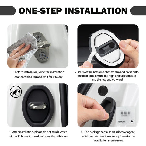 8 Piece Car Door Strike Protector Kit With Silicone Door Latch Cover And Full Adhesive Backing installation guide