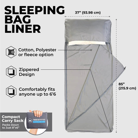 Ultra Lightweight Sleeping Bag Liner For Adults Travel Sleep Sack And Hotel Sheets with zippered design and dimensions