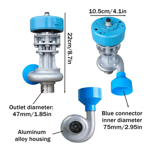 1000W Portable Micro Hydro Generator For Off Grid Power, Self Adjusting Water Turbine, aluminum housing details