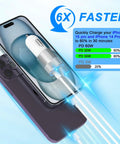 60W Dual USB C Car Charger With Cigarette Lighter Socket Includes Type C Cable And Lightning Cable Fast PD Charging For iPhone iPad And Samsung showcasing fast charging speed indicator on a smartphone.