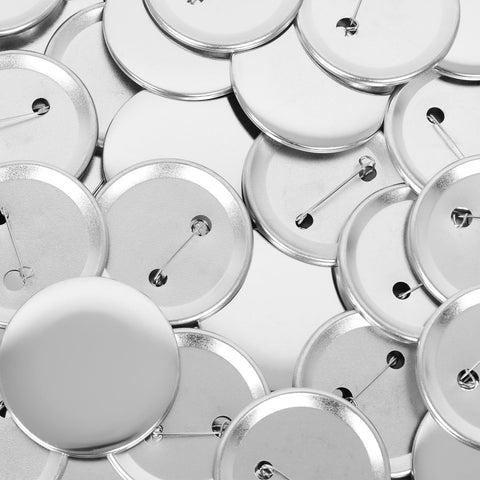 Dozens of silver 58mm metal button backs with pins for DIY badge maker projects
