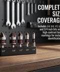 Premium Countersink Drill Bit Set With 82 Degree, Five Flutes, Quick Change Hex Shank, Sizes From One Quarter To Three Quarter Inch