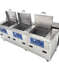 Heavy Duty 61L Three Tank Ultrasonic Cleaner With Hot Air Drying And Oil Skimmer For Industrial Metal Parts Cleaning System Rinsing Workstation 220V