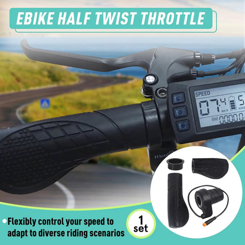 FT76X Half Twist Ebike Throttle With Waterproof Plug For 12V To 72V Controllers, Thumb Style Handle Fits Most E Bikes, Mountain, Folding And Cruiser Scooters, Easy Install, Durable Build, Smooth Ride, Quick Response