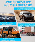 Collage showing various vehicles on diverse terrains, illustrating the versatility of vehicle cushions for different road conditions.