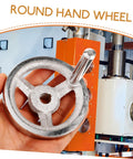 Hand holding a Crank Handle Handwheel for Lathe Carbon Steel Revolving Knob Edge Design for Milling Machines in workshop.